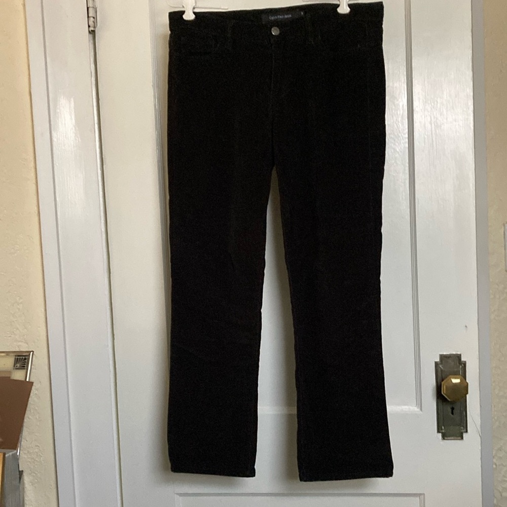 Black Calvin Klein stretch thin-wale, low-rise corduroy jeans, size 10.